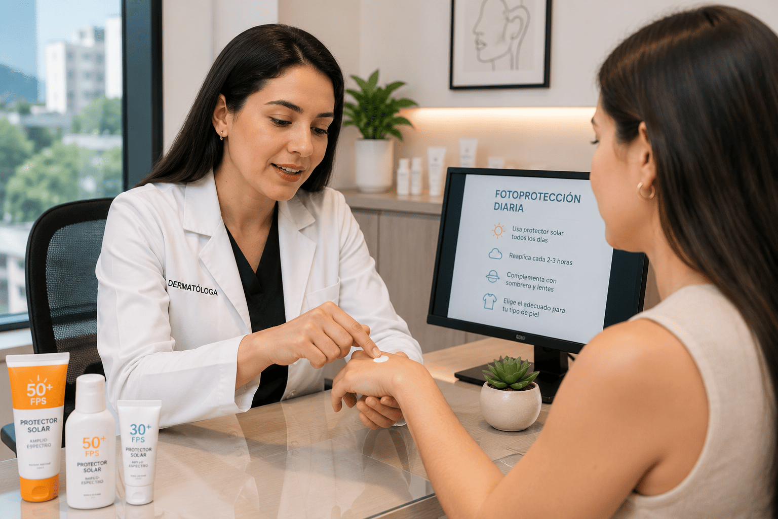 Dermatólogo en Guatemala explicando fotoprotección solar en Propiel Derma